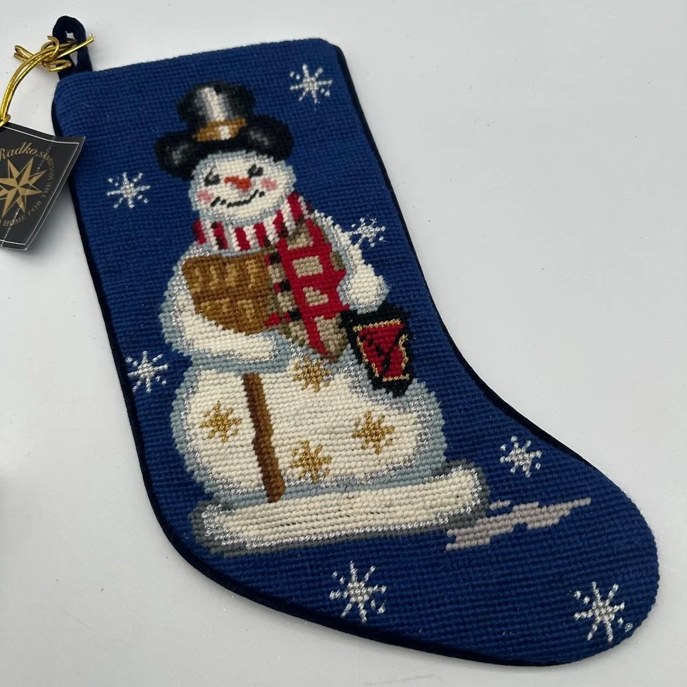 2001 Christopher Radko Snow Light Needlepoint‎ Stocking 15